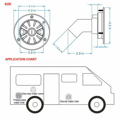 RV Accessories Filler Neck For Water Tanks Caravan Fresh Water Locking Inlet Hatch Filler Cap For Motorhome Water Locking Cap