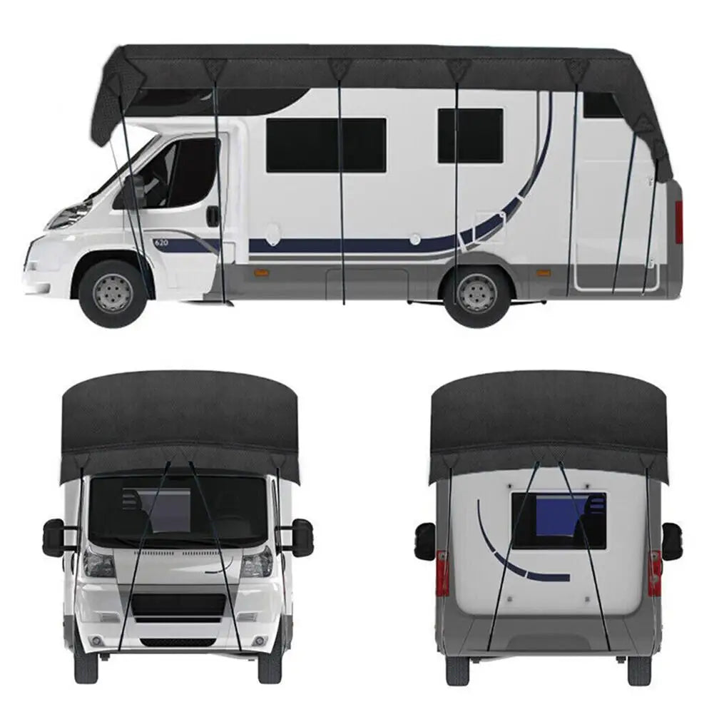 210D Motorhome Camper Top Tarp Cover RV Roof Cover Canopy Tarpaulin Waterproof Dust-proof Sunshade Anti-UV Protection