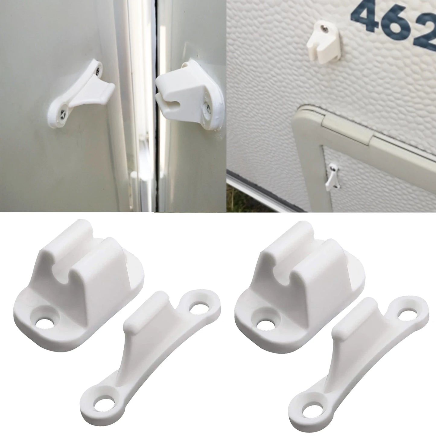 2Pcs Caravan RV Door Retainer Stopper Resile Catch Stay Limiters Camping Push Catch Holder Camper Motorhome Boat Trailer Nylon