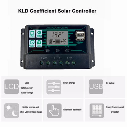 10A/20A/30A/50A/60A/100A/150A Solar Charge Controller LCD Display 2 USB Port 12V 24V Solar Panel Battery Regulator