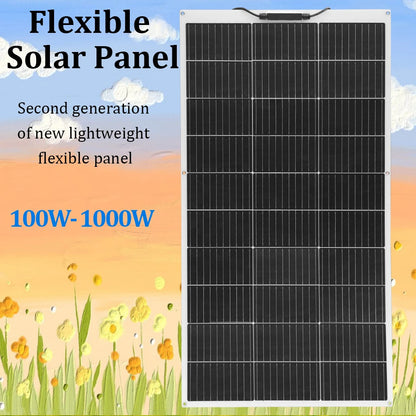 XINPUGUANG Flexible solar panel Kit System 100W - 1000W (100W ,200W 300W 400W 500W 1000W) monocrystalline Solar battery charger