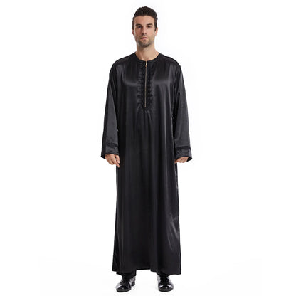 Men Dishdasha Muslim Long Sleeve Dress Daffah Thobe Jubba Saudi Arab Thoub Kaftan Islamic Clothing Robes Abaya Dubai Middle East