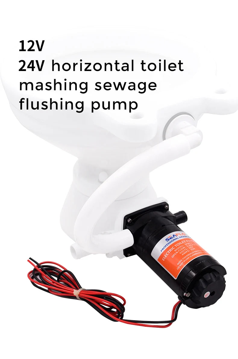 12V 24V Horizontal Toilet Mashing Sewage Flushing Pump Equipped with Electric Flushing Pump Flexible Impeller Open Flow 18.9LPM