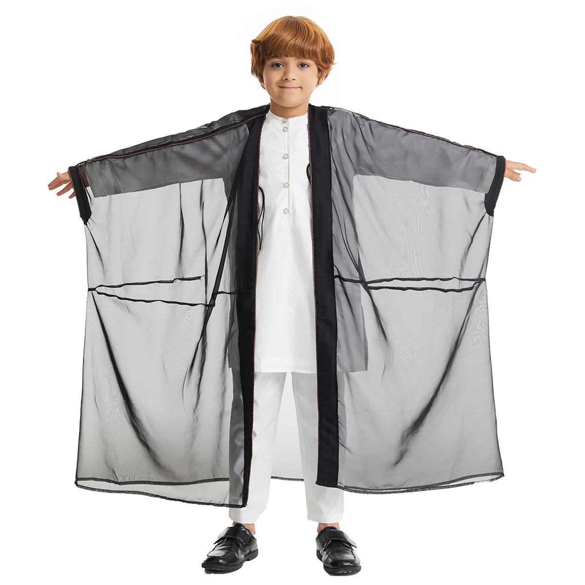 Eid Abayas for Boy Kids Kebaya Open Muslim Dress Kimono Abaya Turkey Arabic Islam Clothing Djellaba Robe Musulmane Jubba Thobe