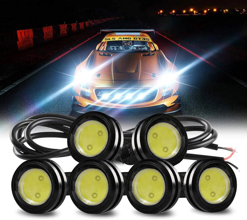 2/10 PCS 18MM COB LED Car Eagle Eye Light 12V DRL Daytime Running  Backup Marker Parking Signal Fog Lights Waterproof Red Yellow