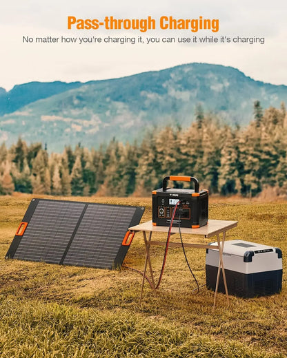 Portable Power Station Solar Powered Generator with  AC Outlet PD Fast Charging Backup Lithium Battery