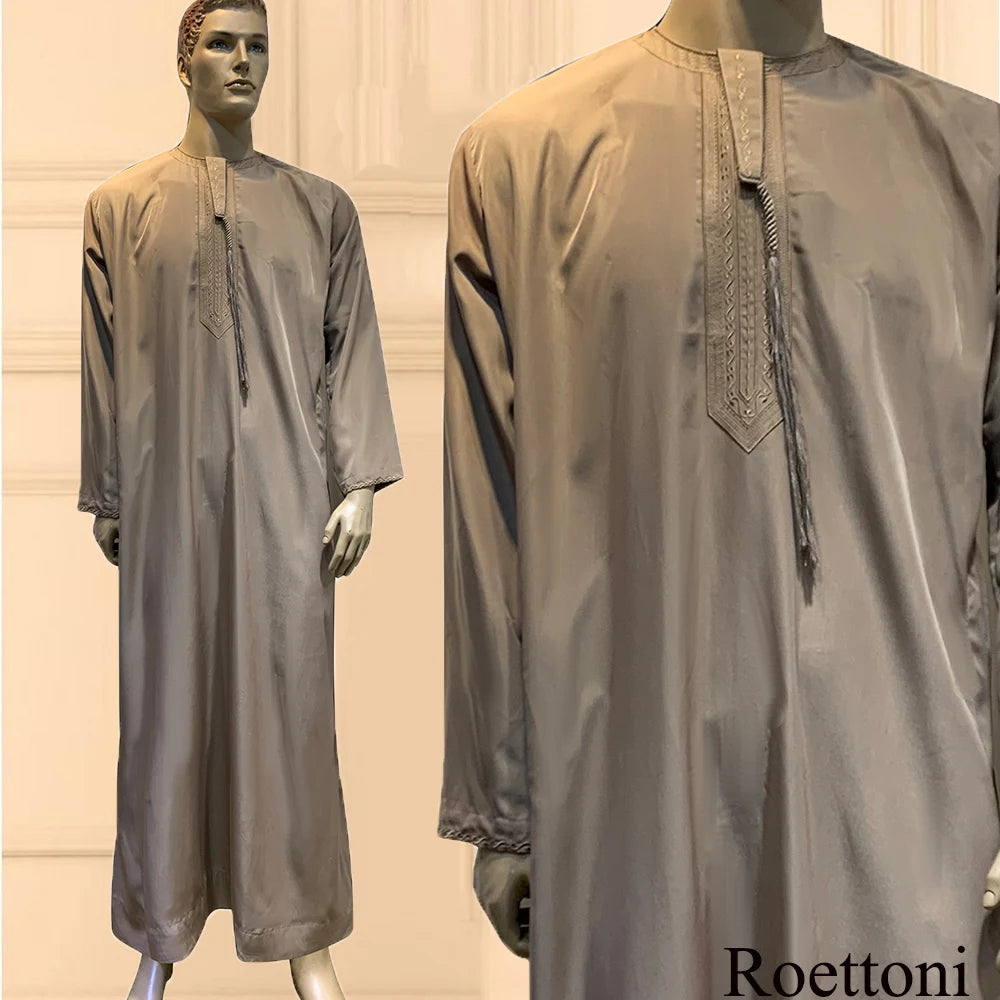 Long Sleeve Aman Abaya 1Piece Jubba Thobe For Men Kaftan Pakistan Muslim Saudi Arabia Djellaba Islam Clothing Prayer Robe Afghan