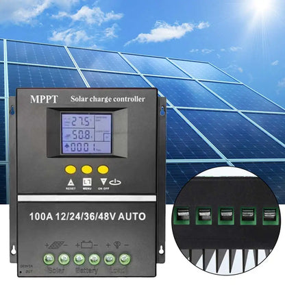 100A MPPT Solar Charge Controller Solar Panel Regulator LCD Display Auto Solar Charge Controller 12V 24V 36V 48V for Solar Panel