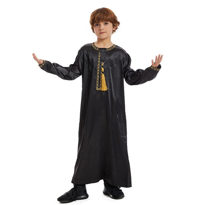 Ramadan Eid Muslim Kids Robe Islamic Arabic Children Long Sleeve Dress Jubba Thobe Abaya Dubai Saudi Boys Clothing Turkey Caftan