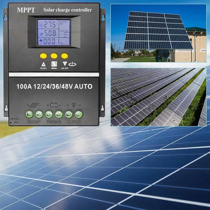 100A MPPT Solar Charge Controller Solar Panel Regulator LCD Display Auto Solar Charge Controller 12V 24V 36V 48V for Solar Panel