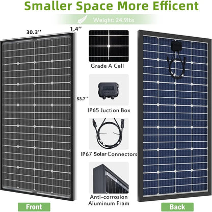 Bifacial 200 Watt Solar Panel 12V 10BB Monocrystalline Solar Panels High Efficiency Solar Module for RV Home Battery Charging