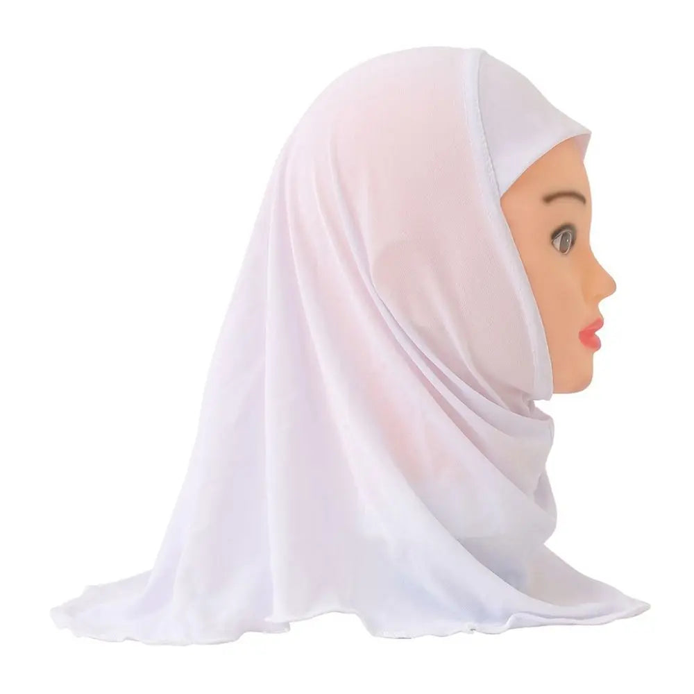 50cm Children Hijabs Muslim Girls Kids Hijab Islamic Scarf Shawls Soft and Stretch Material for 2 to 7 Years Old Girls Turban