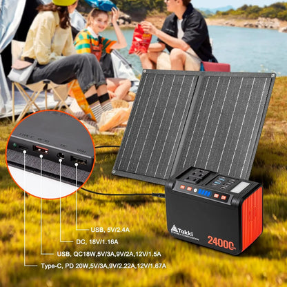 Solar Generator Camping Portable Power Station with Solar Panels Included Peak Solar Charger Power Bank AC DC USB Ports