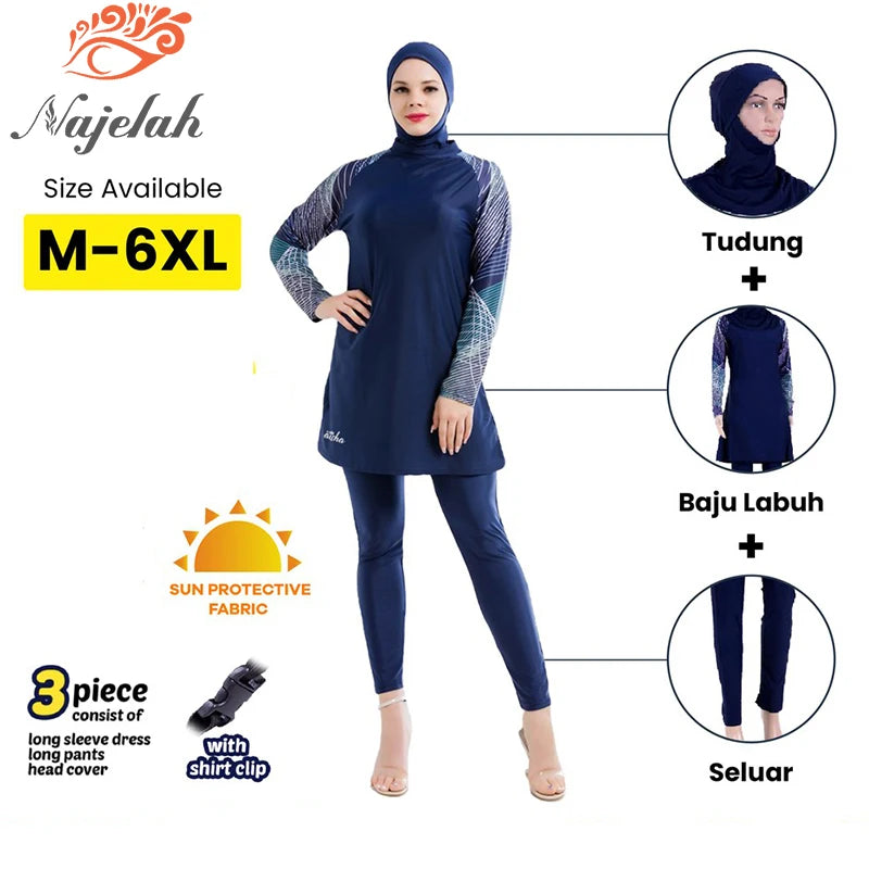 Muslim wimwear Women Hijab Swimsuit Modest  Swimming Suit Islamic Cover Ups Burkini Hijabs For Woman Long Sleeve Bathing Swim