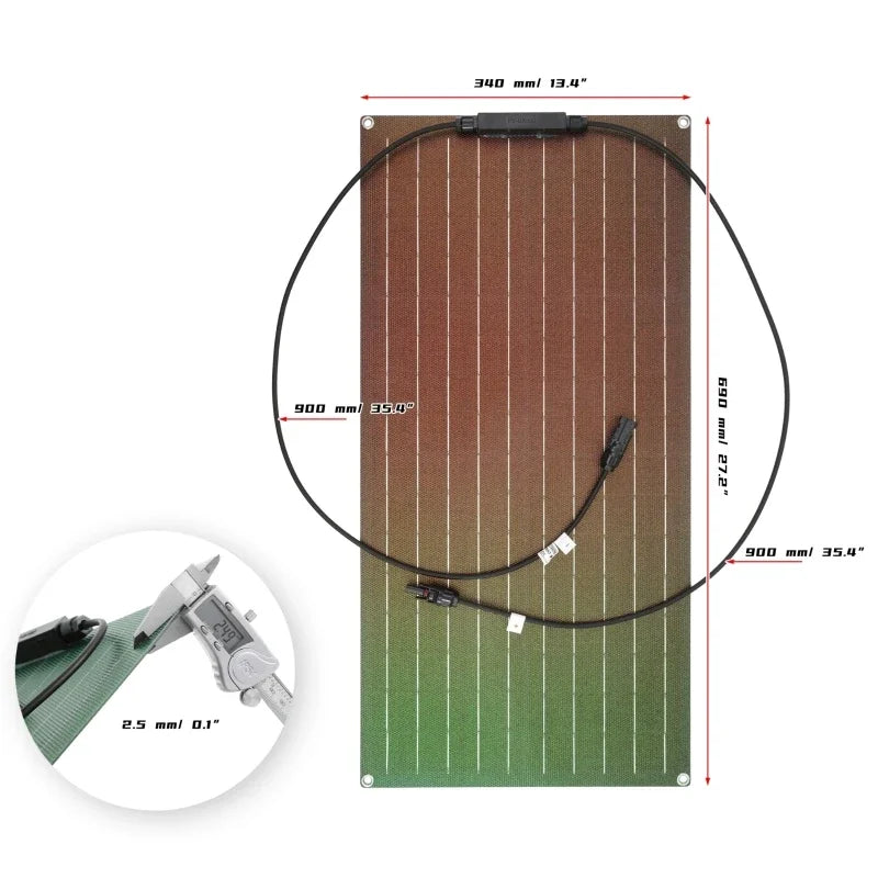 Flexible Solar Panel Kit 300 Watt PV Module 600 Watt 12V/24V Solar Cable Cell for Home Outdoor Car Boat Battery Camping Trip