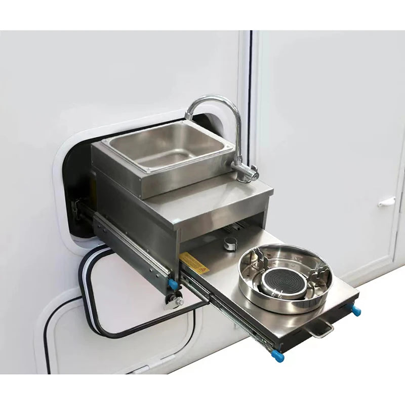 RV Stainless Steel Sink With Gas Stove Slide Out Kitchen For Camper Trailer Caravan Motorhome