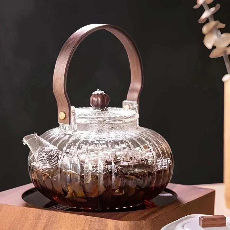 Pumpkin Shaped Glass Teapot 27oz (800ml), Mini Kettle For Blooming Tea Pot,  Accessories tea pot set