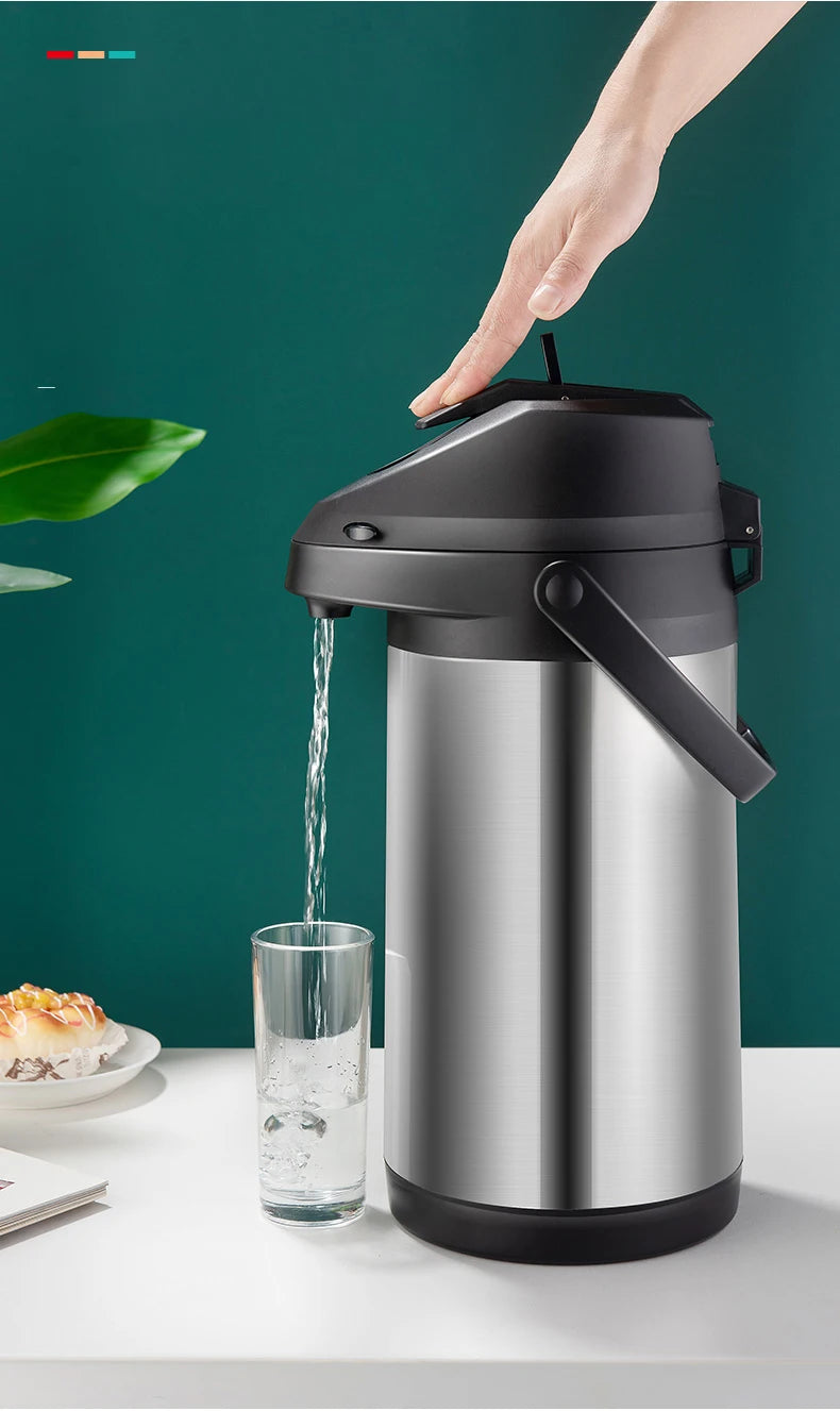 Stainless Steel Air Pressure Thermos Kettle Press-type Water Dispenser Large Capacity Office Household Water Vacuum Flasks