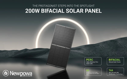 200W Solar Panel Bifacial Monocrystalline 12V Solar Panel,200 Watt 12 Volt 9BB Solar Panels,Black Frame,High Efficiency Solar