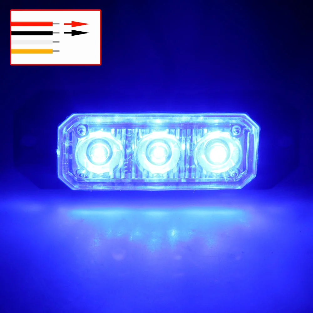 1PCS 3LED Strobe Warning Grille Flashing Lights Emergency Universal Trailer Truck Police Strobos Car Security Signal Lamp 12-24V