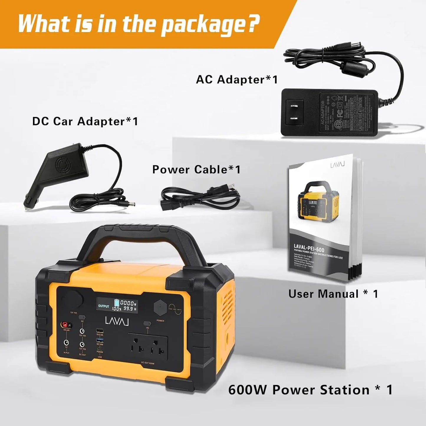 Portable Power Station 600W, 647Wh Backup Lithium Battery, 120V/600W AC Outlet, Solar Generator for Home, Outdoor, Camping