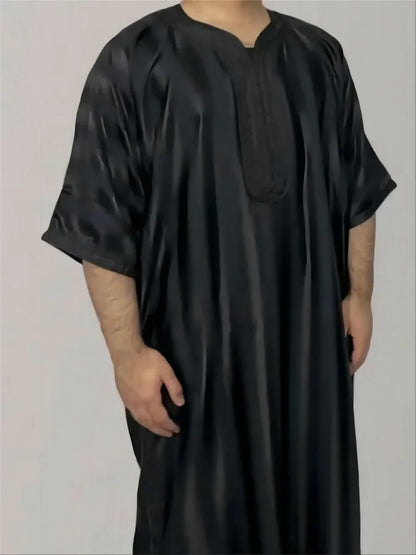 2023 New Men Arab Muslim Fashion Islamic Clothing Men Embroidered Jubba Thobes Homme Moroccan Kaftan Eid Prayer Long Robe Dress