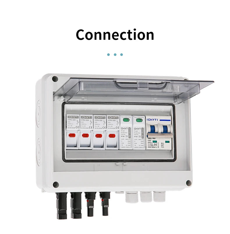 Solar Photovoltaik PV Combiner Box mit Blitzschutz 2 Eingang 1 aus DC 600V Sicherung mcb spd wasserdichte Box IP65