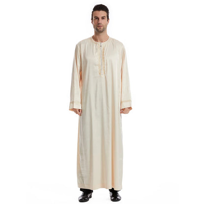 Men Dishdasha Muslim Long Sleeve Dress Daffah Thobe Jubba Saudi Arab Thoub Kaftan Islamic Clothing Robes Abaya Dubai Middle East