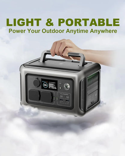 R600 Super-Quiet Portable Power Station 299Wh 600W LiFePO4 Battery Backup with UPS Function 400W Max Input MPPT Solar Generator