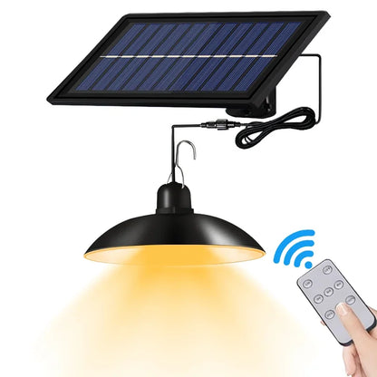 Single Dual Heads Solar Pendant Lights Remote Control Indoor Outdoor Shed Lamp Led Hanging for Storage Room Yard Porch Garden