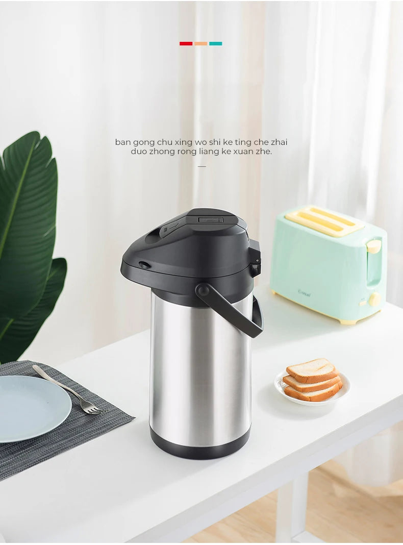 Stainless Steel Air Pressure Thermos Kettle Press-type Water Dispenser Large Capacity Office Household Water Vacuum Flasks