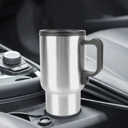 Camping Travel Kettle Water Coffee Milk Thermal Mug Vehicle Heating Cup Electric Heating Car Kettle 12V 450ml Stainless Steel