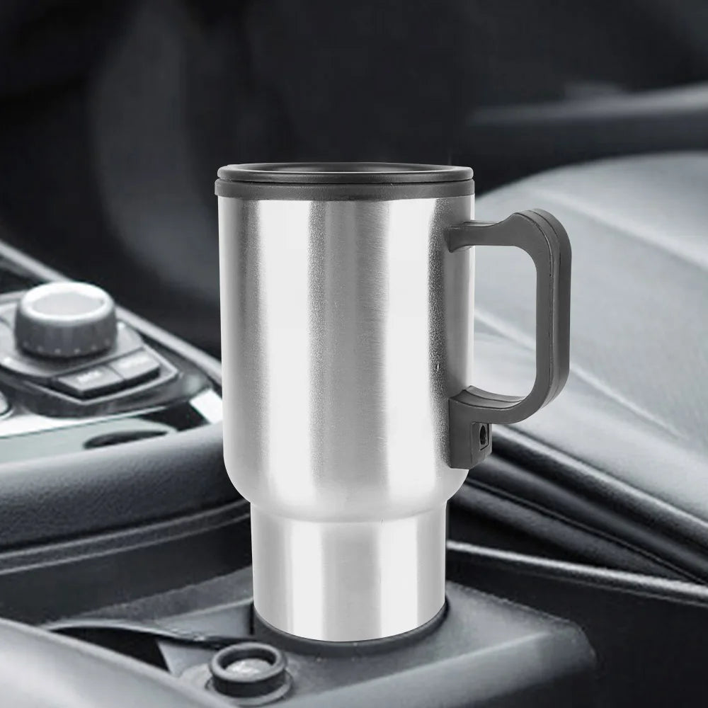 Camping Travel Kettle Water Coffee Milk Thermal Mug Vehicle Heating Cup Electric Heating Car Kettle 12V 450ml Stainless Steel