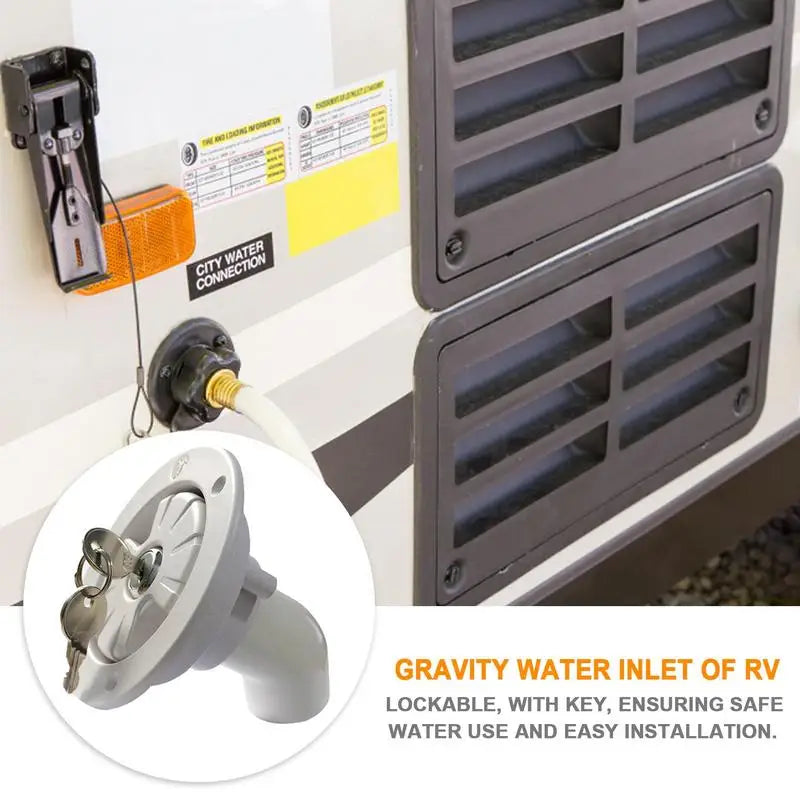 Gravity Water RV Freshwater Tanks & Inlets-Water Fill Port Gravity Freshwater Inlet Lockable Leakproof Water Filler