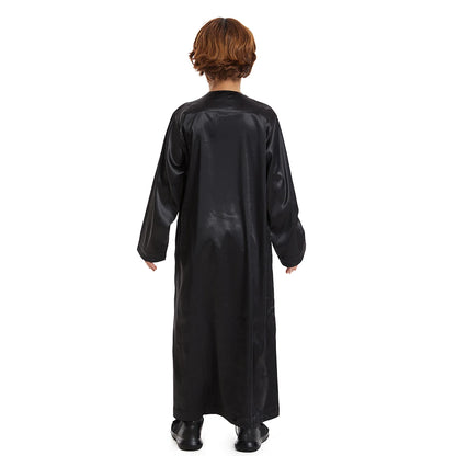 Luxury Muslim Thobe Boys Saudi Dress Kids Islamic Clothing Turkish Arab Dubai Black White Yellow Abaya Children TH881