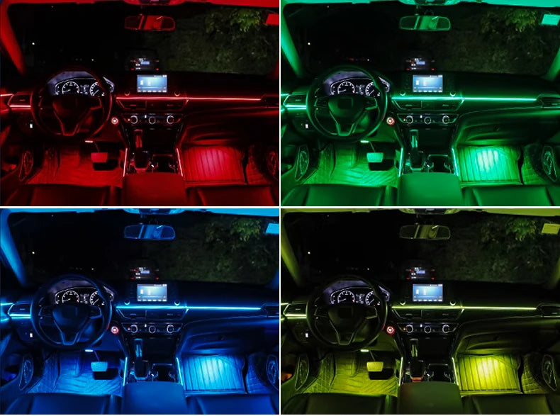 10/14/18 in 1 Led Car Ambient Lights 213 64 Color RGB Symphony Streamer Bluetooth Rainbow Acrylic Strips Atmosphere Lamp Kit 12V