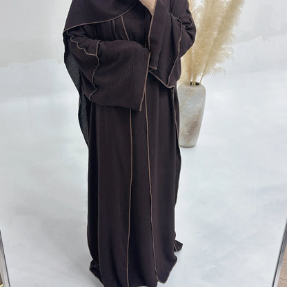 Turkey Dubai Abayas Muslim Set Cardigan Inner Lap and Turban Muslim Long Robes Three-piece Muslim Open Abayas for Women Dress