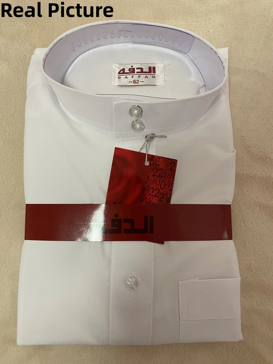 New 2025 Middle East Muslim Men Dress Long Sleeve Jubba Thobe Ramadan Eid Dishdasha Robe Muslim Islamic Kaftans Arab Clothing