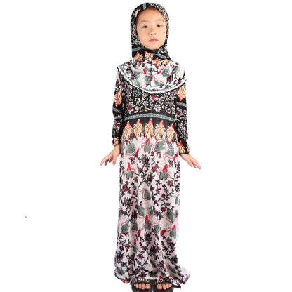 Ramadan Arab Clothing Girls Dress Hijab kaftan Dubai Abaya Kids Dress Islamic Clothes for Muslim Girls Turkish Dresses Moroccan