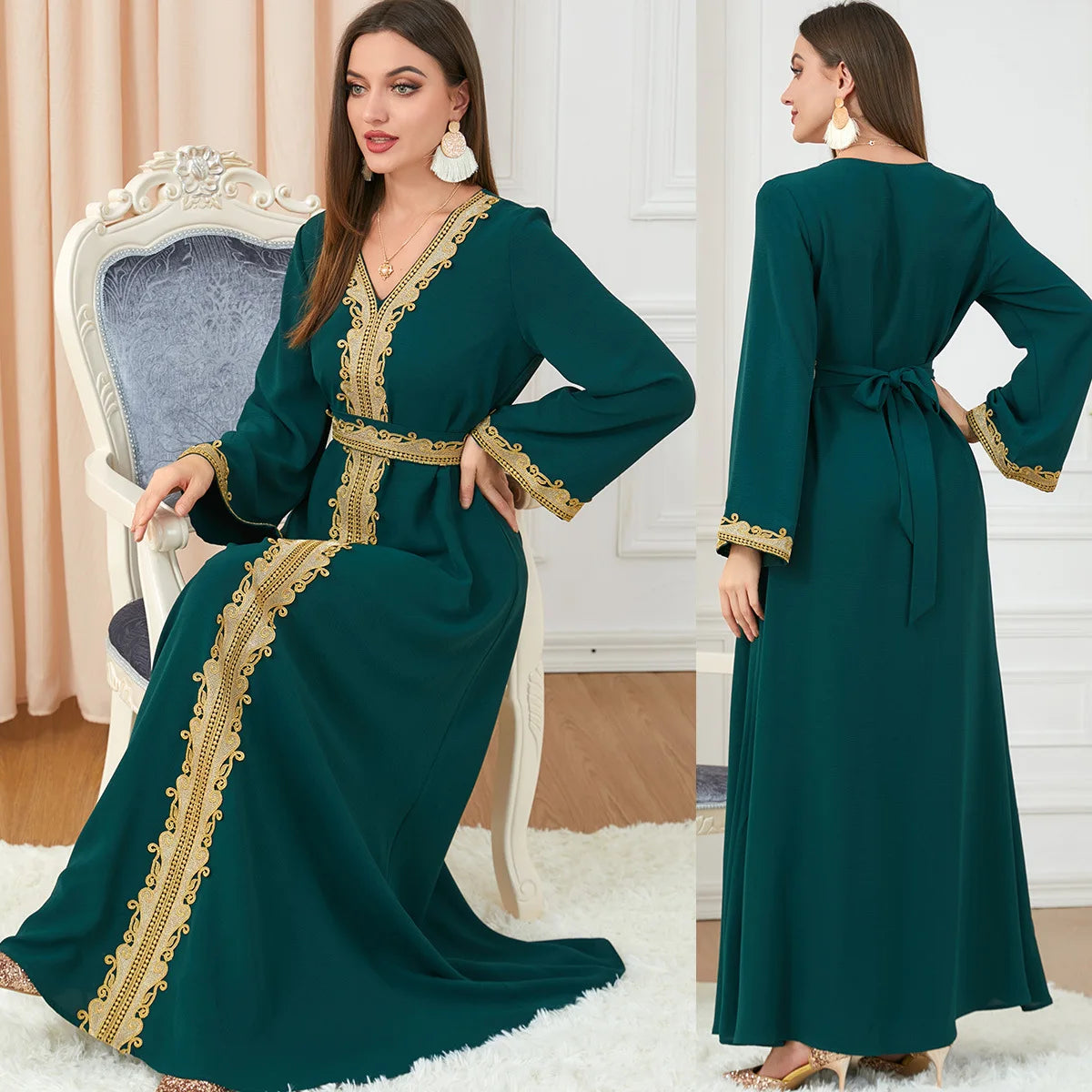 Arab Morocco Muslim Dress Abaya Women embroidery maxi Abayas Dubai Turkey Islam Kaftan Longue Musulmane Vestidos Largos 2022