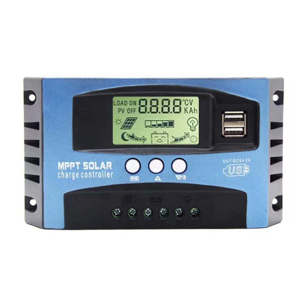 30/40/50/60/100A MPPT Solar Charge Controller Dual USB LCD Display 12V 24V Auto Solar Cell Panel Charger Regulator With Load