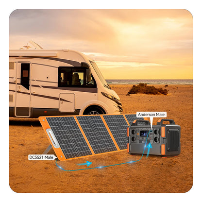 FF Flashfish 18V 60W Foldable Solar Panel Portable Solar Charger with DC Output USB-C QC3.0 for Phones Tablets Camping RV Trip