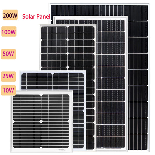 XINPUGUANG Rigid Glass Solar Panel Monocrystalline 10W 25W 50W 100W 200w Power Generation PV Panel charge  paneles solares