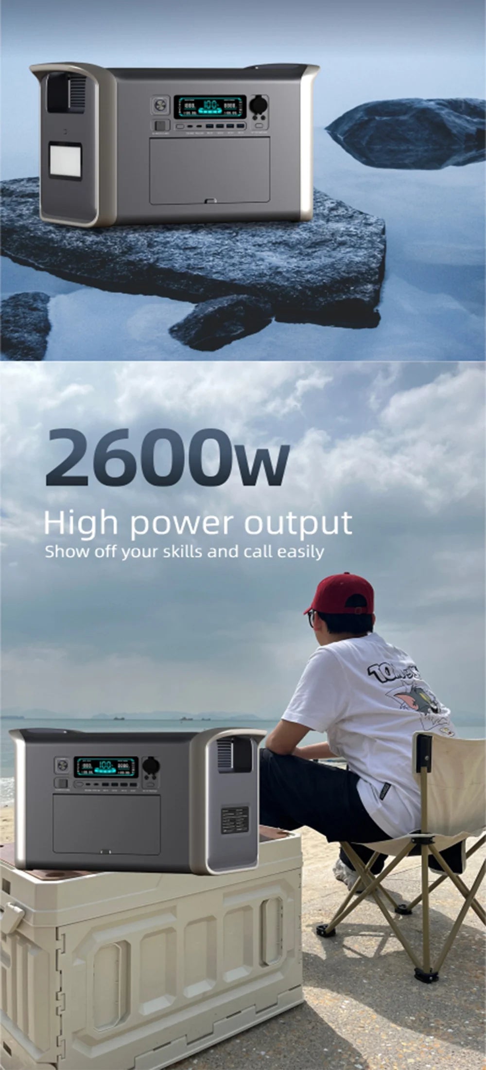 2600W 2048Wh Solar Portable Power Station 1600W 1024Wh Solar Energy Storage Power Station 220V 110V Camping Battery Lifepo4 Cell