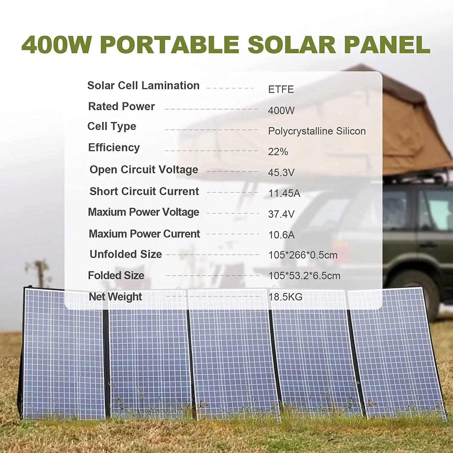 ALLPOWERS 400W / 200W / 140W / 100W / 60W Solar Charger，Portable Waterproof Foldable Solar Panel for Camping RV Garden Roof