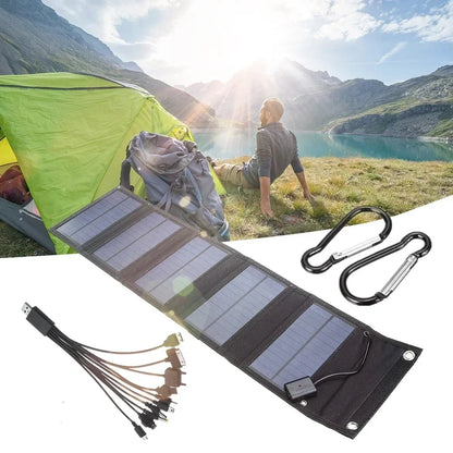 600W Fast Charging Foldable Solar  Panel USB 5V Mobile Black Solar Panel Outdoor Camping And Hiking Travel Power Bank