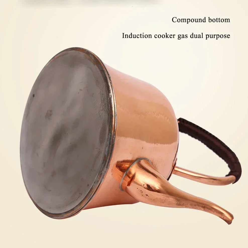 2L Pure Copper Teapot Handmade Red Copper Kettle Hot Pot Add Soup Pot Induction Cooker Boiling Water Kettle Cold Kettle For Home