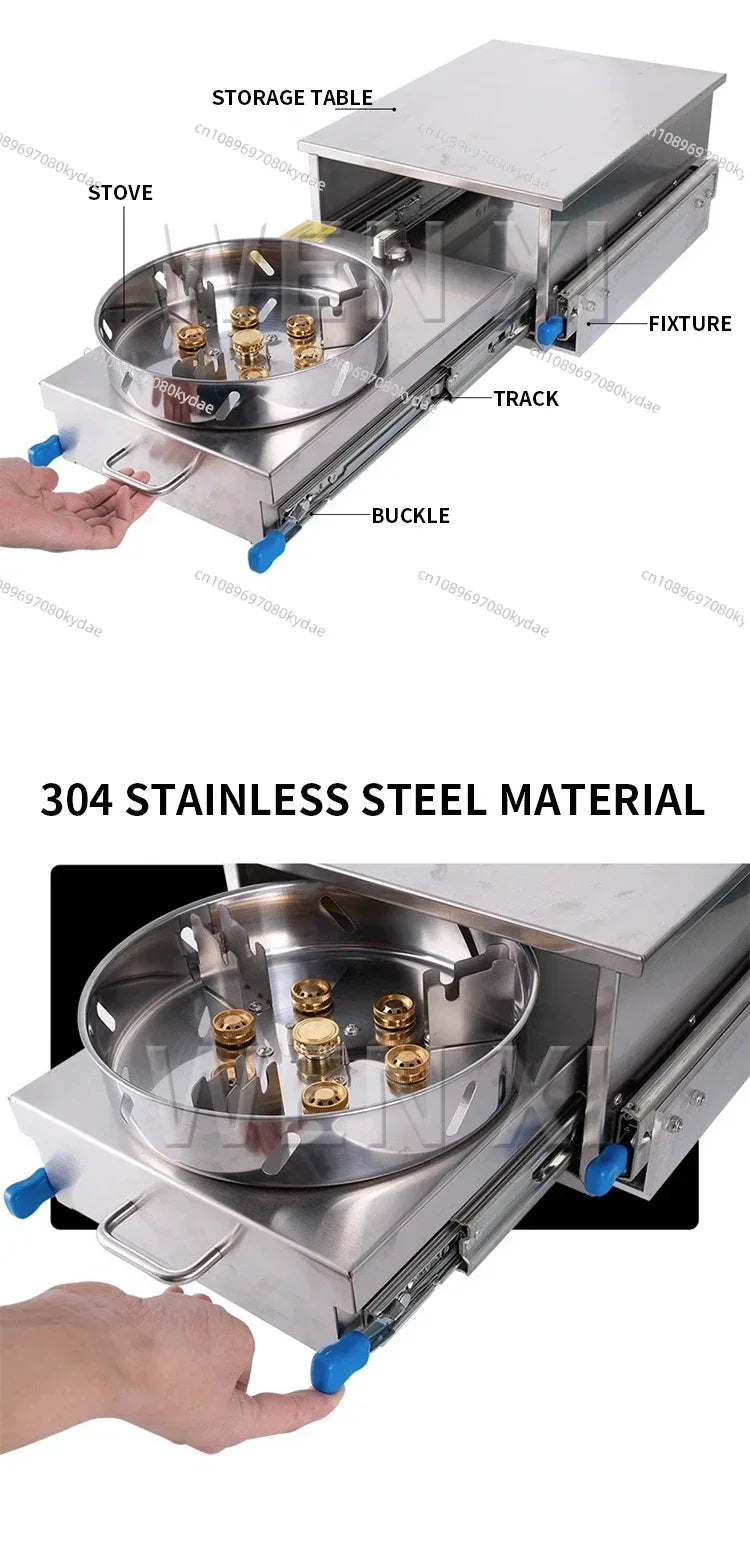 RV Stainless Steel Sink with Gas Stove Slide Out Kitchen for Camper Trailer Caravan Motorhome