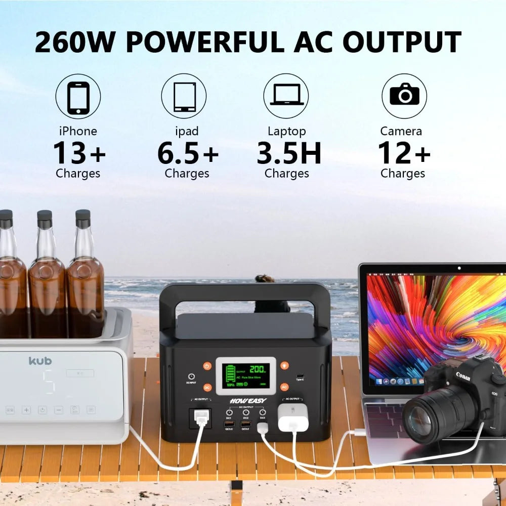 260W Portable Power Station.178Wh Solar Generator(Solar Panel Not Included)