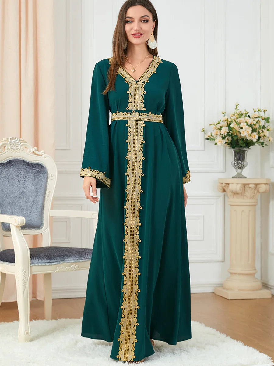 Arab Morocco Muslim Dress Abaya Women embroidery maxi Abayas Dubai Turkey Islam Kaftan Longue Musulmane Vestidos Largos 2022